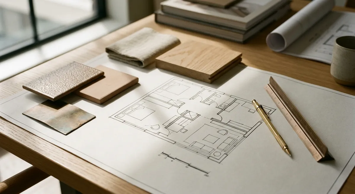Plan d’aménagement intérieur avec échantillons